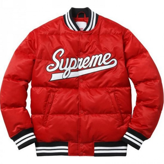 Men's Varsity Puffy Red Satin Jacket Men's Varsity Puffy Red Satin Jacket
