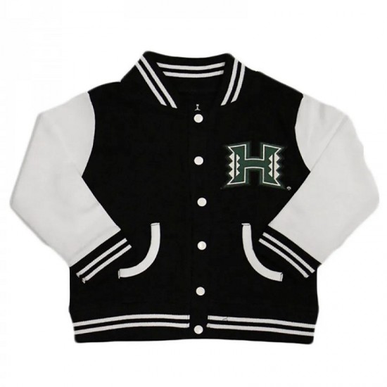 Men's Varsity Rainbow Warriors University of Hawaii Black Jacket Men's Varsity Rainbow Warriors University of Hawaii Black Jacket