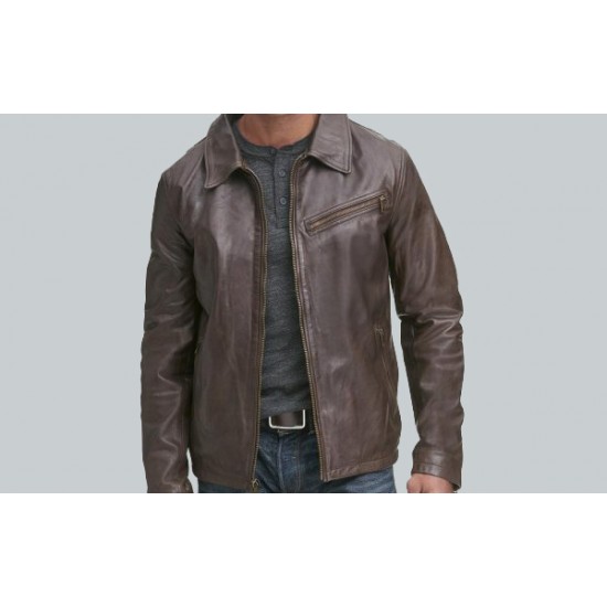 Men's Vintage Leather Shirt Collar Jacket Men's Vintage Leather Shirt Collar Jacket