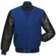 Men's Wool Blue and Black Leather Jacket Men's Wool Blue and Black Leather Jacket