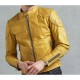 Men's Yellow Cafe Racer Leather Jacket Men's Yellow Cafe Racer Leather Jacket