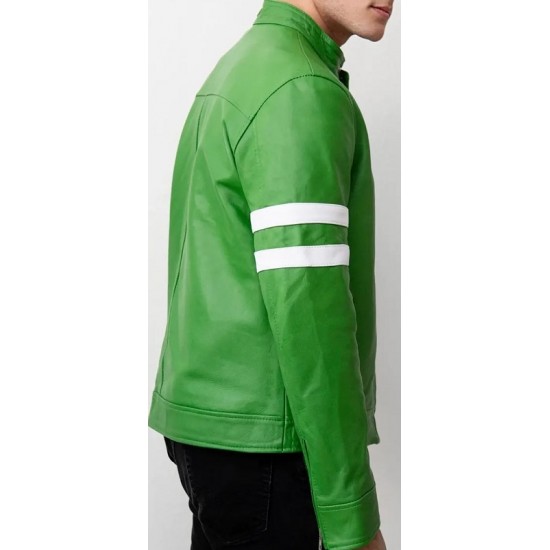 Mens Alien Green Ben 10 Leather Jacket