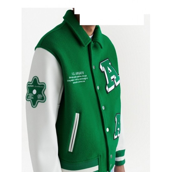Mens Axel Arigato Green Biker Varsity Jacket Mens Axel Arigato Green Biker Varsity Jacket