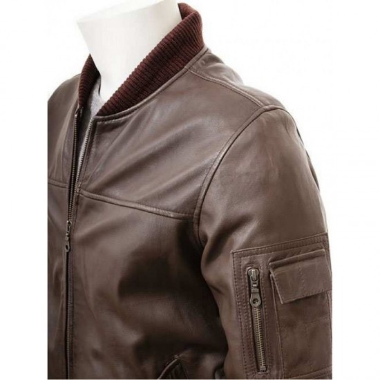 Mens Black And Dark Brown Classic Elegant Real Leather Bomber Jacket Mens Black And Dark Brown Classic Elegant Real Leather Bomber Jacket