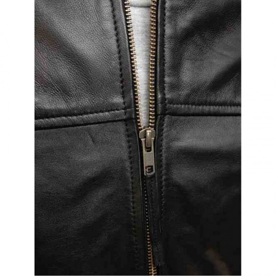 Mens Black And Dark Brown Classic Elegant Real Leather Bomber Jacket Mens Black And Dark Brown Classic Elegant Real Leather Bomber Jacket