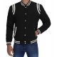 Mens Black Bomber White Stripes Jacket Mens Black Bomber White Stripes Jacket