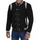 Mens Black Bomber White Stripes Jacket Mens Black Bomber White Stripes Jacket