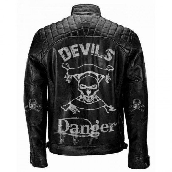 Mens Black Distressed Bikers Motorcycle Cafe Racer Leather Jacket Skull Design Mens Black Distressed Bikers Motorcycle Cafe Racer Leather Jacket Skull Design