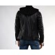 Mens Black Sheepskin Biker Hooded Leather Jacket