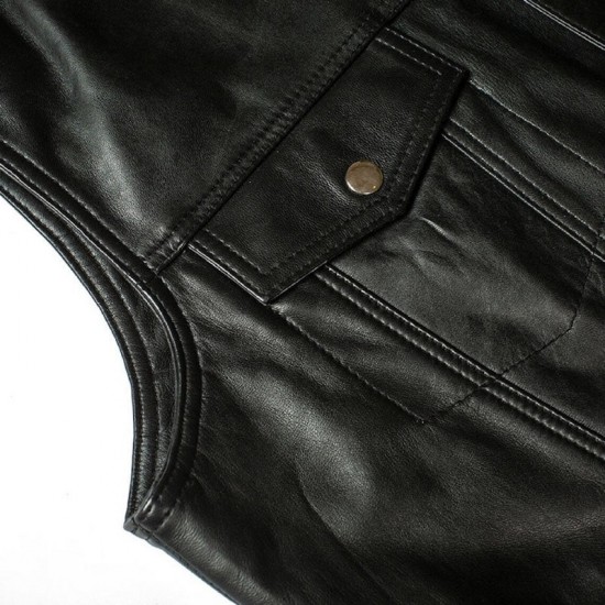 Mens Black Side Laces Motorcycle Leather Vest Mens Black Side Laces Motorcycle Leather Vest