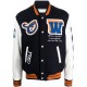Mens Black With White W logo patch varsity jacket Mens Black With White W logo patch varsity jacket