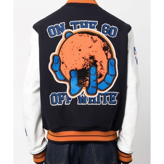 Mens Black With White W logo patch varsity jacket Mens Black With White W logo patch varsity jacket