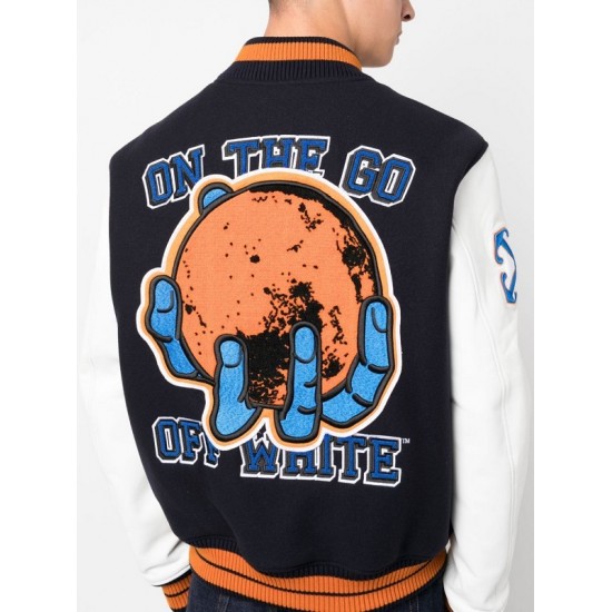 Mens Black With White W logo patch varsity jacket Mens Black With White W logo patch varsity jacket