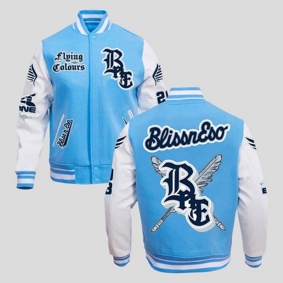 Mens Blue BnE Letterman Varsity Jacket Mens Blue BnE Letterman Varsity Jacket