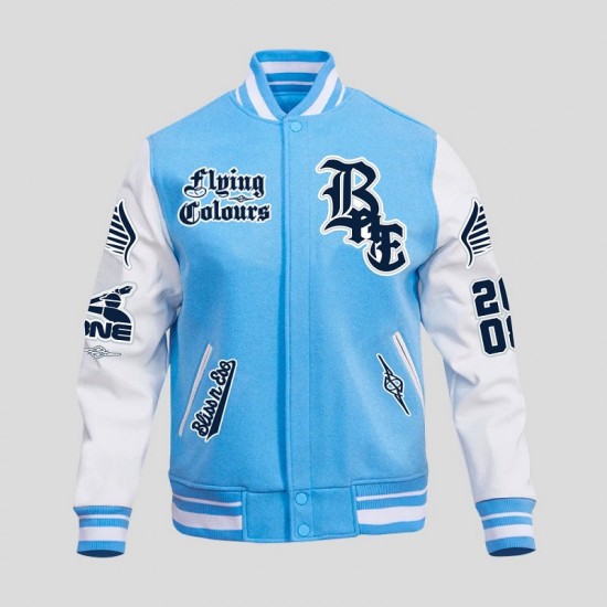 Mens Blue BnE Letterman Varsity Jacket Mens Blue BnE Letterman Varsity Jacket