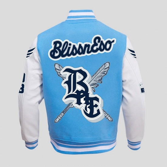 Mens Blue BnE Letterman Varsity Jacket Mens Blue BnE Letterman Varsity Jacket