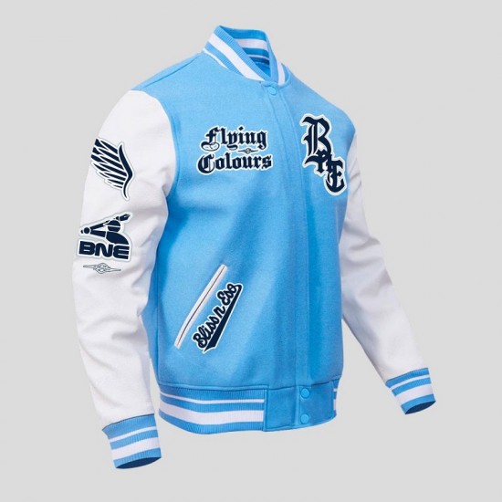 Mens Blue BnE Letterman Varsity Jacket Mens Blue BnE Letterman Varsity Jacket