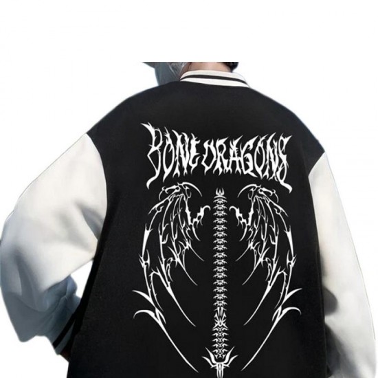 Mens Bone Dragon Varsity Jacket Mens Bone Dragon Varsity Jacket