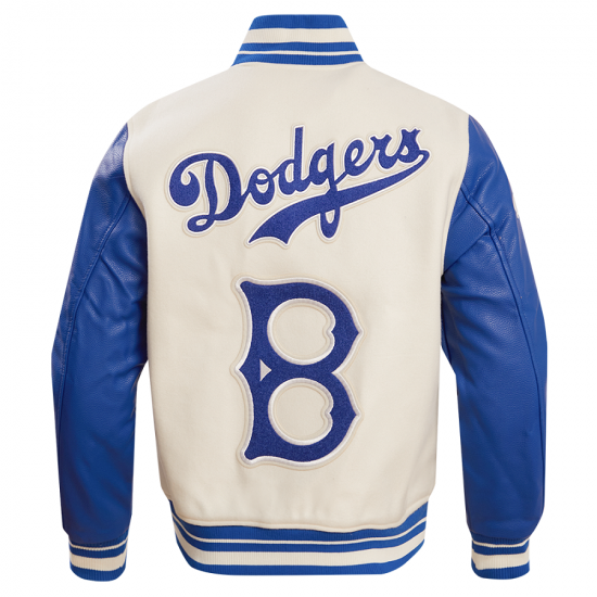 Mens Brooklyn Dodgers Retro Classic Off White Wool Varsity Jacket Mens Brooklyn Dodgers Retro Classic Off White Wool Varsity Jacket