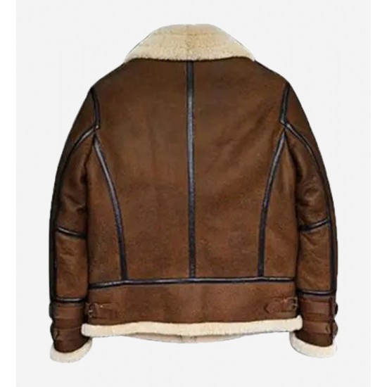 Mens Brown B3 B6 Sheepskin Shearling Bomber Jacket Mens Brown B3 B6 Sheepskin Shearling Bomber Jacket