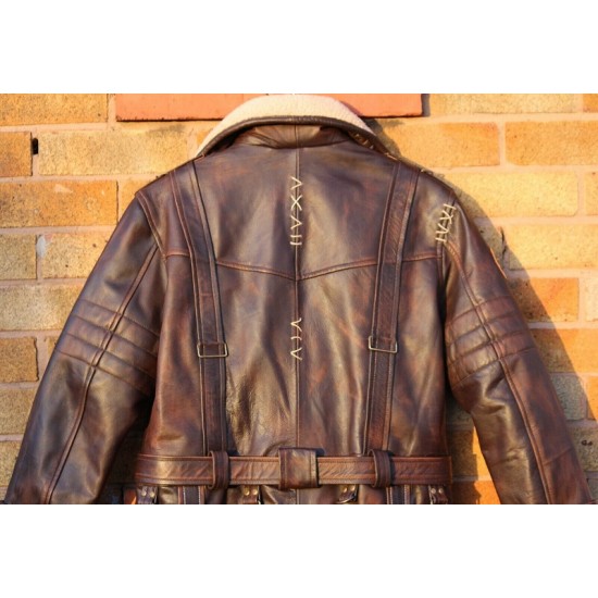 Mens Brown Shearling Distressed Brown Faux Fur Leather Long Winter Coat Mens Brown Shearling Distressed Brown Faux Fur Leather Long Winter Coat