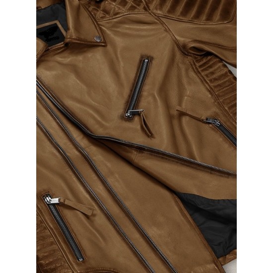 Mens Charles Burnt Tan Brown Leather Jacket Mens Charles Burnt Tan Brown Leather Jacket