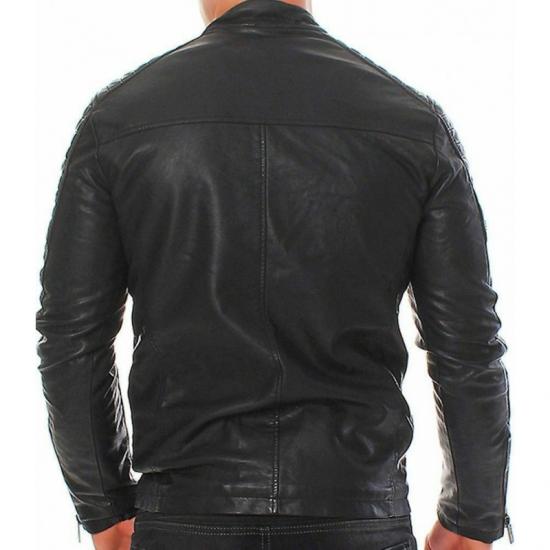 Biker Club Men's Motorcycle Jacket Black Leather Jacket