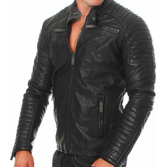 Biker Club Men's Motorcycle Jacket Black Leather Jacket