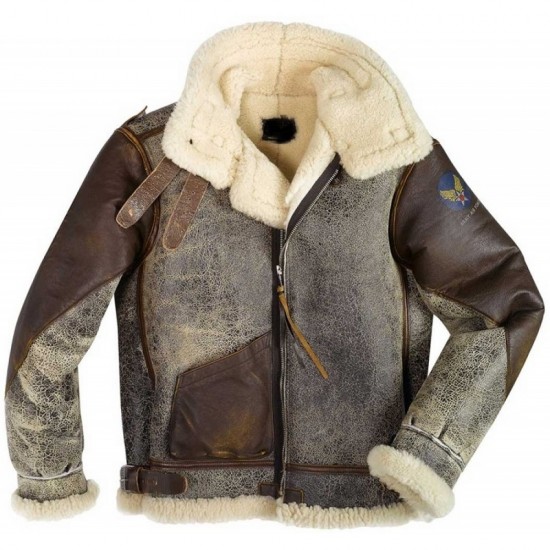 Mens Cockpit USA 100 Mission B-3 Sheepskin Bomber Jacket Mens Cockpit USA 100 Mission B-3 Sheepskin Bomber Jacket