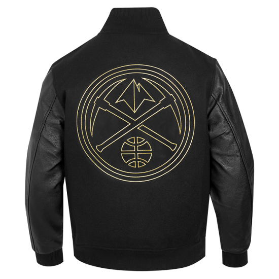 Mens Denver Nuggets Black Varsity Jacket Mens Denver Nuggets Black Varsity Jacket