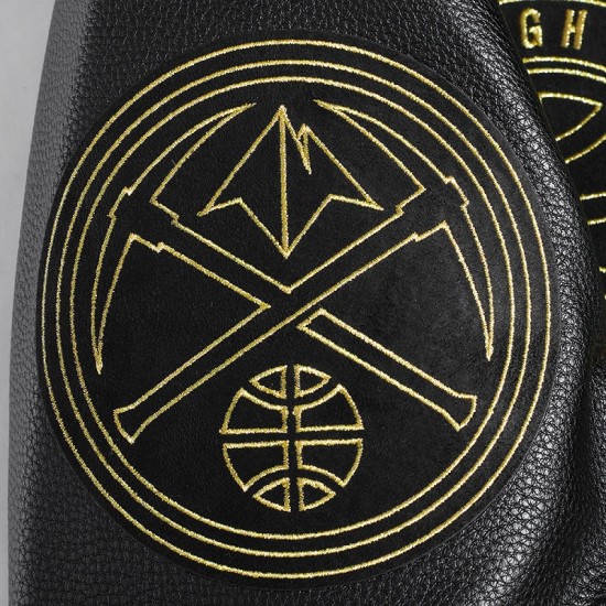 Mens Denver Nuggets Black Varsity Jacket Mens Denver Nuggets Black Varsity Jacket