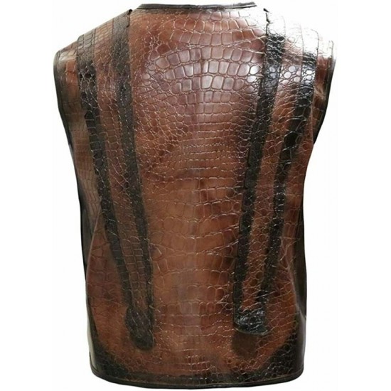 Mens Dundee Danny McBride Crocodile Brown Leather Vest Mens Dundee Danny McBride Crocodile Brown Leather Vest