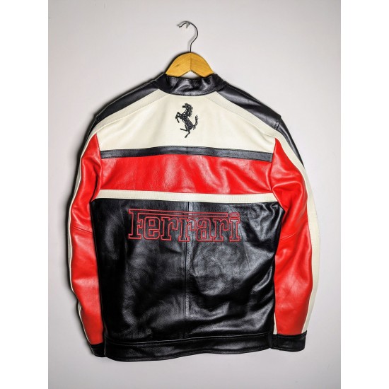 Ferrari Unisex Racing Biker Leather Jacket Ferrari Unisex Racing Biker Leather Jacket