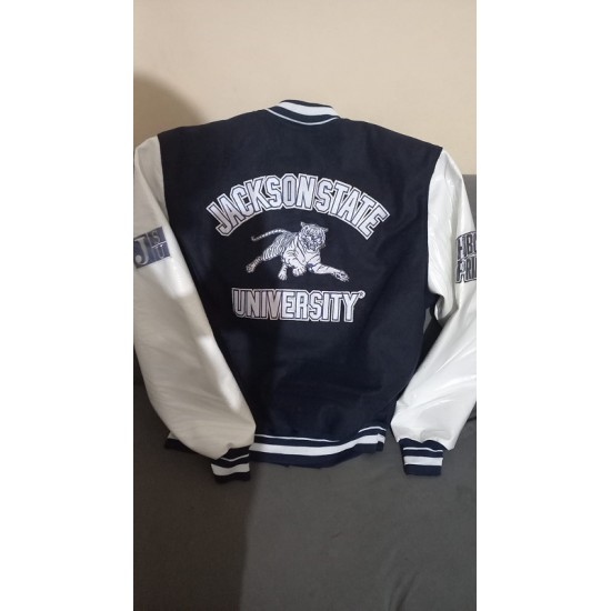 Mens Jackson State University Classic Rib Wool Varsity Jacket Mens Jackson State University Classic Rib Wool Varsity Jacket