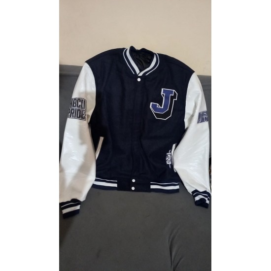 Mens Jackson State University Classic Rib Wool Varsity Jacket Mens Jackson State University Classic Rib Wool Varsity Jacket