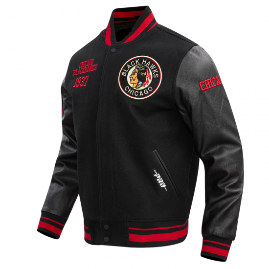 Mens NHL Chicago Blackhawks Retro Classic Varsity Jacket Mens NHL Chicago Blackhawks Retro Classic Varsity Jacket