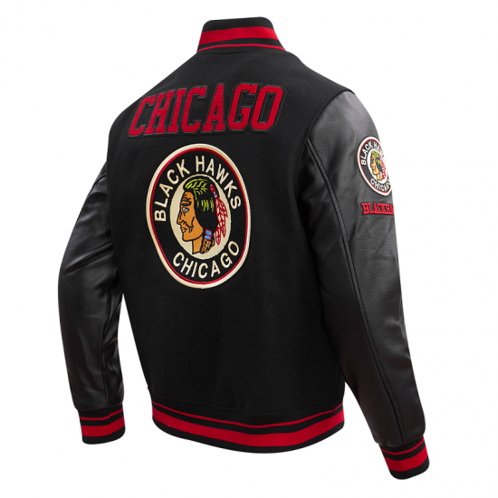 Mens NHL Chicago Blackhawks Retro Classic Varsity Jacket Mens NHL Chicago Blackhawks Retro Classic Varsity Jacket