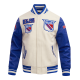 Mens NHL New York Rangers Off white Varsity Jacket Mens NHL New York Rangers Off white Varsity Jacket