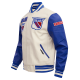 Mens NHL New York Rangers Off white Varsity Jacket Mens NHL New York Rangers Off white Varsity Jacket