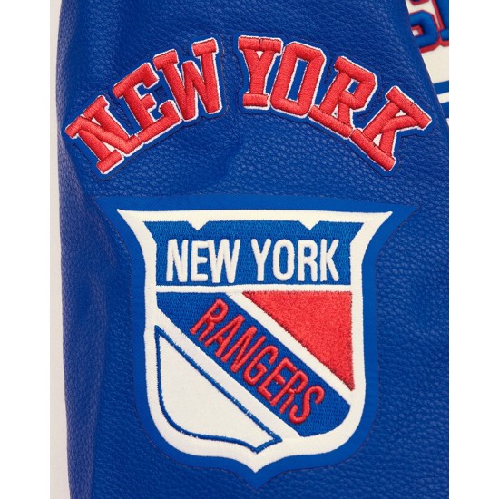 Mens NHL New York Rangers Off white Varsity Jacket Mens NHL New York Rangers Off white Varsity Jacket