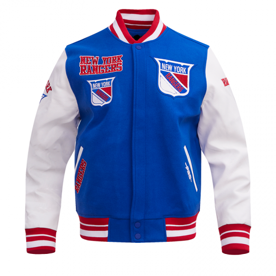 Mens NHL New York Rangers Retro Varsity Jacket Mens NHL New York Rangers Retro Varsity Jacket