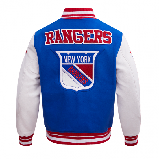 Mens NHL New York Rangers Retro Varsity Jacket Mens NHL New York Rangers Retro Varsity Jacket