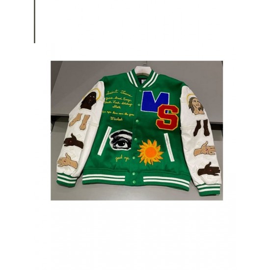 Mens Off White Savior Biker Black Varsity Jacket Mens Off White Savior Biker Black Varsity Jacket