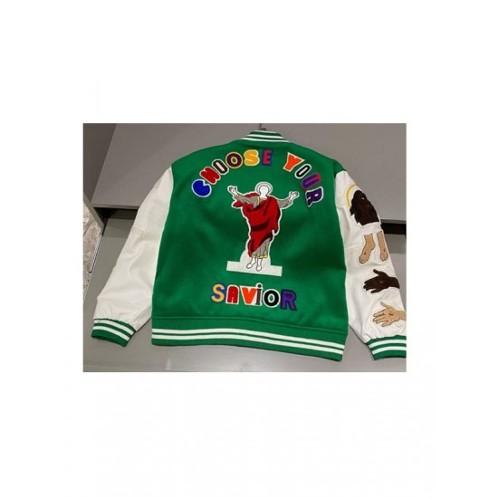 Mens Off White Savior Biker Black Varsity Jacket Mens Off White Savior Biker Black Varsity Jacket
