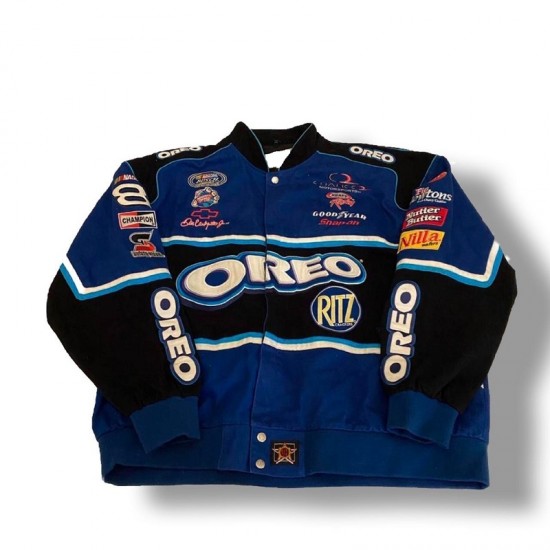 Mens Oreo Blue Vintage Racing Jacket Mens Oreo Blue Vintage Racing Jacket
