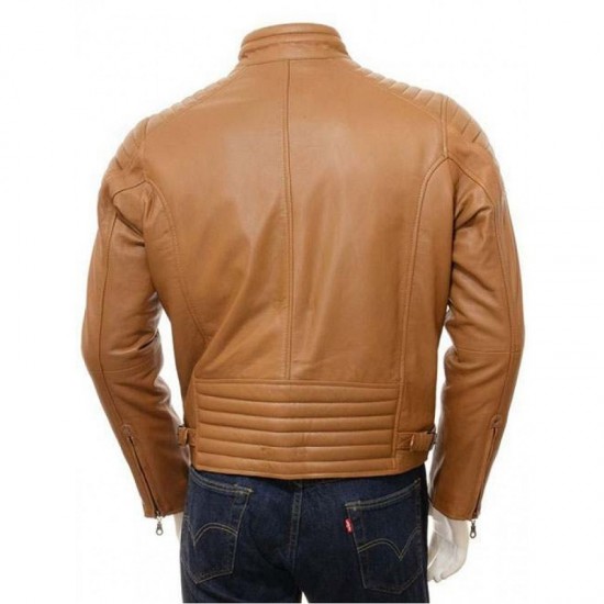 Mens Quilt Elegant Classic Real Leather Biker Jacket Mens Quilt Elegant Classic Real Leather Biker Jacket