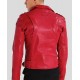 Mens Red Biker Style Cafe Racer Lambskin Leather Jacket Mens Red Biker Style Cafe Racer Lambskin Leather Jacket