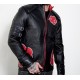 Mens Red Clouds Cloak Black Leather Jacket Mens Red Clouds Cloak Black Leather Jacket