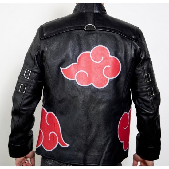 Mens Red Clouds Cloak Black Leather Jacket Mens Red Clouds Cloak Black Leather Jacket