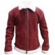 Mens Red Suede Leather Faux Fur Shearling Winter Christmas Jacket Mens Red Suede Leather Faux Fur Shearling Winter Christmas Jacket